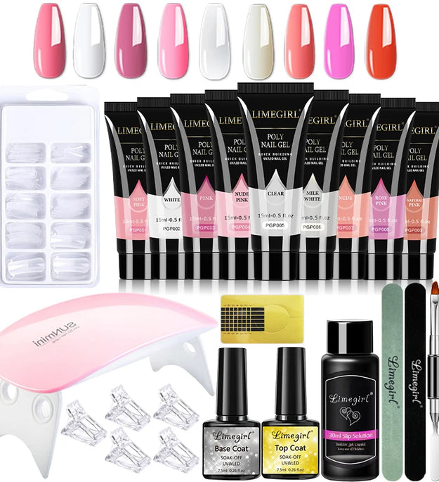 15ml Nail Gel Kit For Quick Extension Nail Art Polymer Gel Nail Tools Finger Extension Acrylic Solution Gel Polish Nail Art Kit