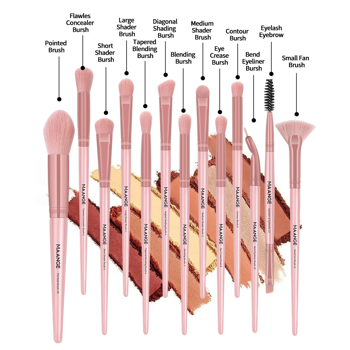 MAANGE 23pcs/Set Makeup Tool 13pcs Pro Makeup Brushes 5pcs Mixed Blender Sponges Puff Makeup Remover Headband Wristband Gifts