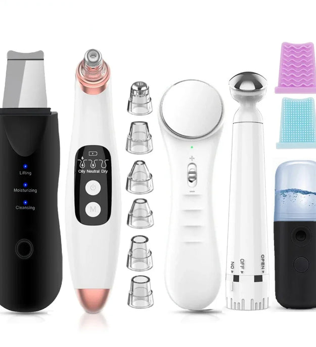 Ultrasonic Skin Scrubber Electric Face Cleaner Blackhead Removal Pore Cleaner Nano Facial Sprayer Eye Beauty Device Kit